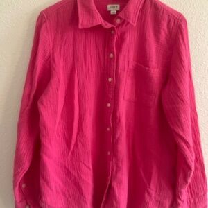 J. Crew Gauze Pink Button Down Shirt - L